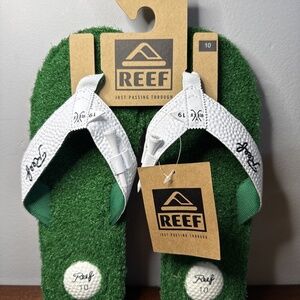 Reef Mulligan II Golf Flip Flops Turf Grass Tee Holder Bottle Opener Size 10